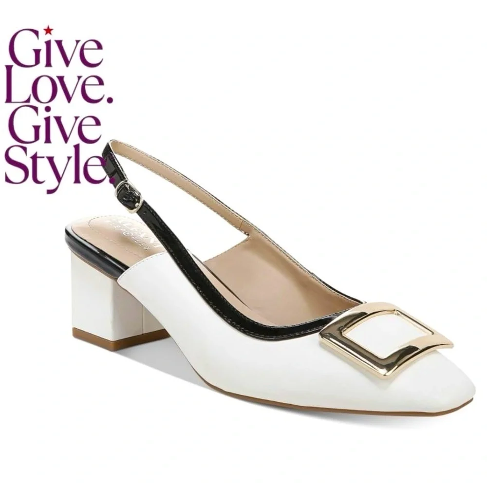 Alfani Women's Cienna Slingback Pumps, White Smooth - Picture 8 of 8